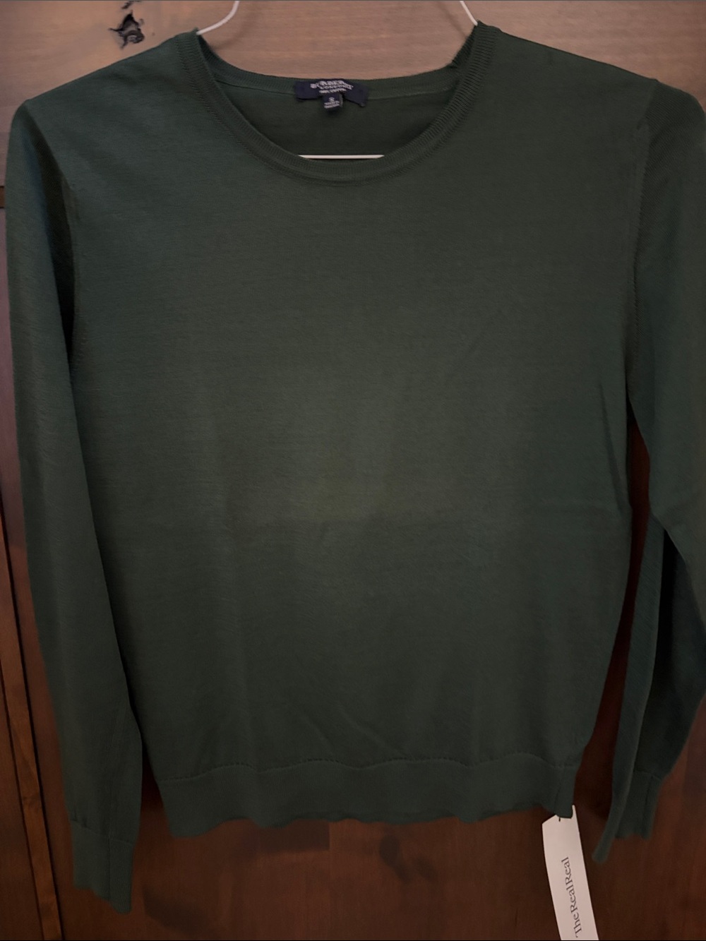Burberry Olive Green Long-Sleeve Crewneck Sweater